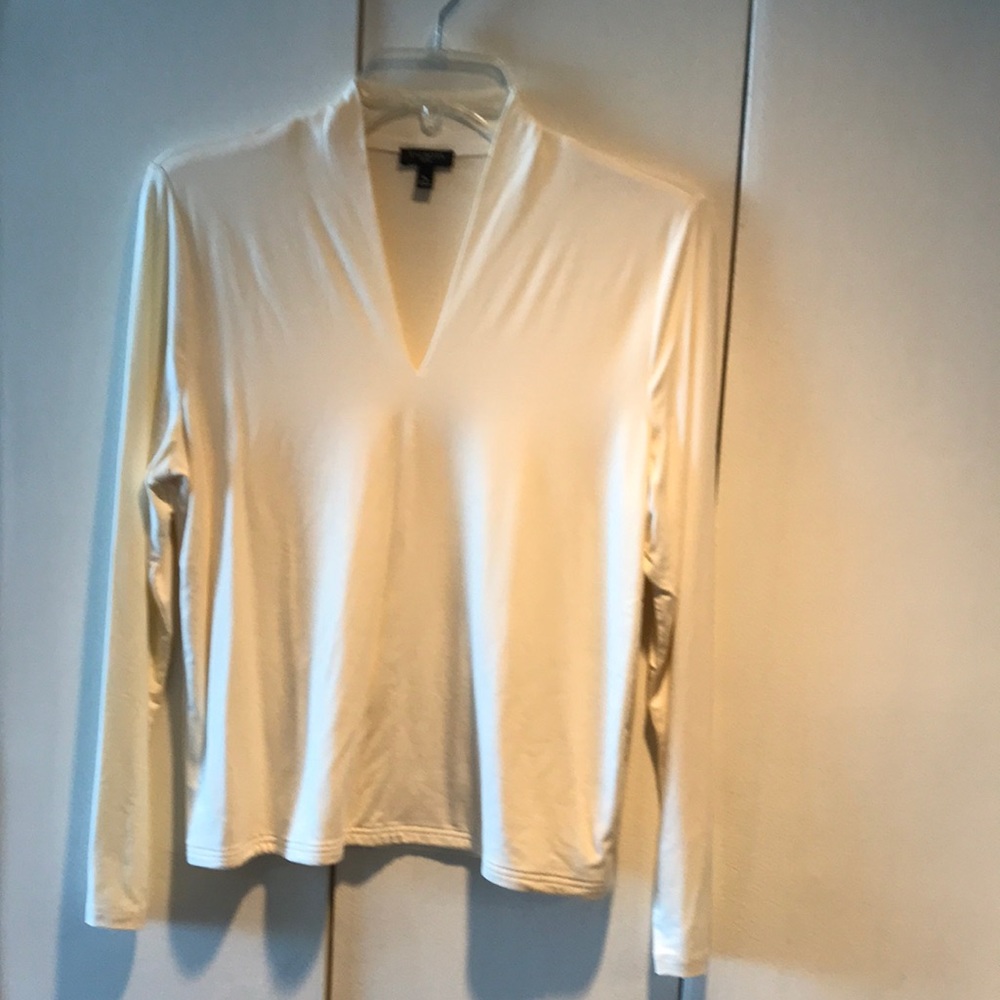 Cream Rayon/Spandex long sleeve top